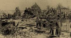 Szkice z po�aru Ka�uszyna. Cz�� rynku z widokiem na synagog�